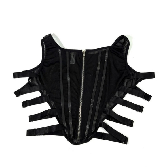 SOLD POSTER GRL For Your Eyes Only Corset Top in Black Mesh Plus Size 1X - Picture 2 of 3